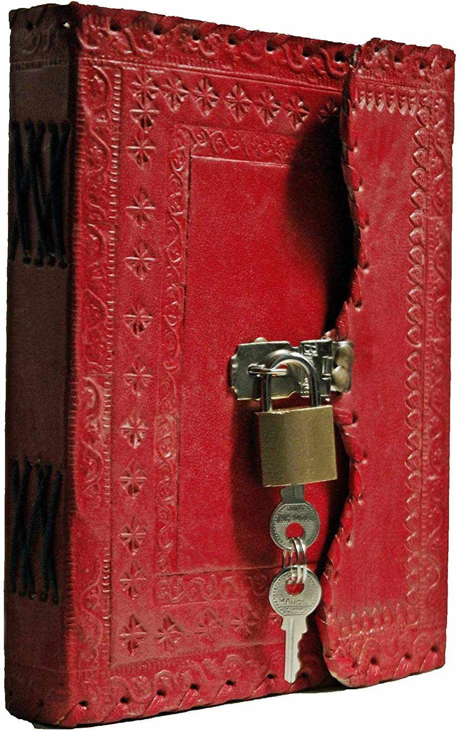 Leather Journal for Men and Women Leather Diary to Write Poems,Sketchbook, Record Keeping Notebook Personal Memoir with Lock and Key - Unlined 7 Inches