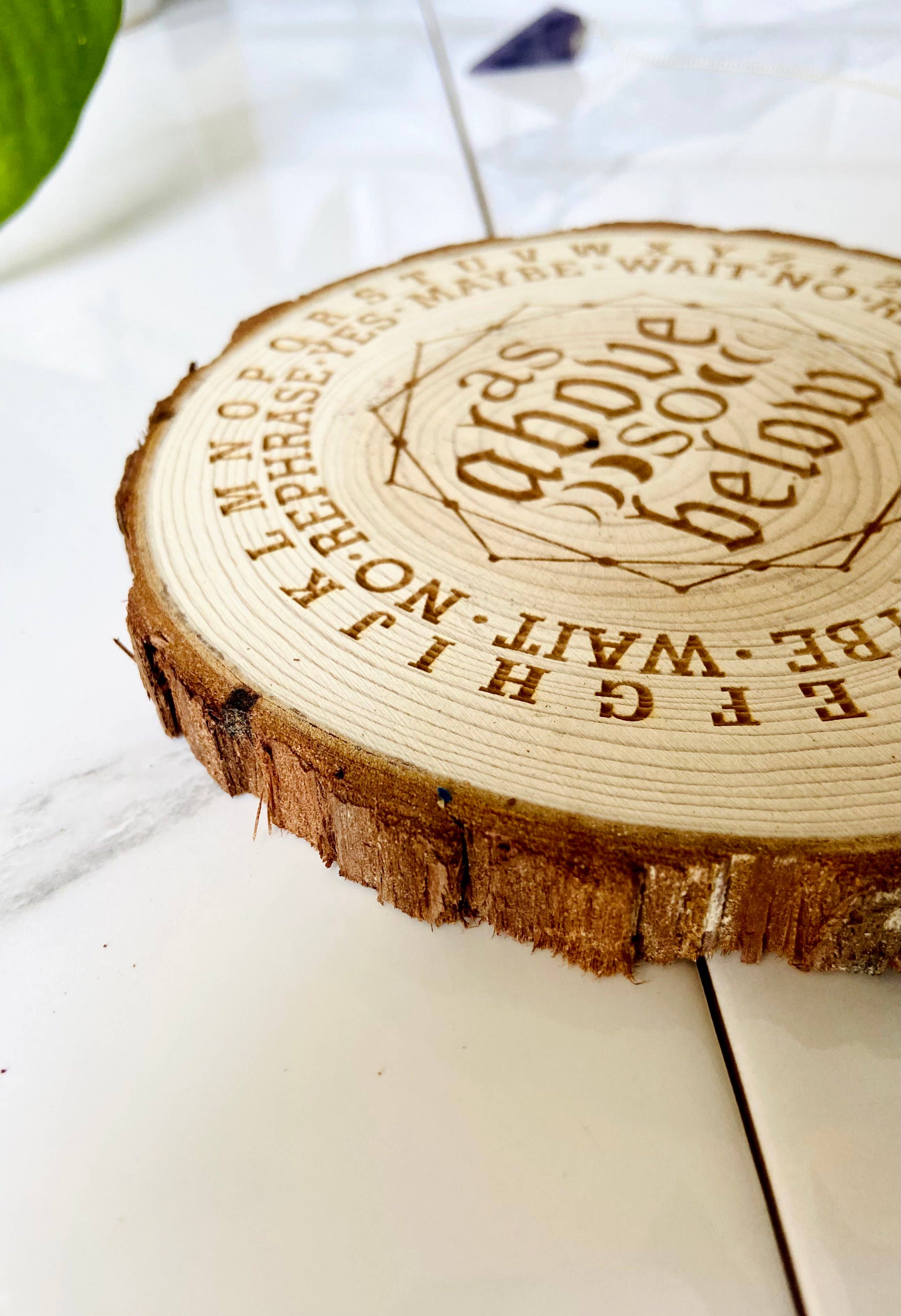 Natural Wood "As Above So Below" Pendulum Board