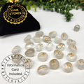 Clear Quartz Gemstone Rune Sets with Velvet Pouch