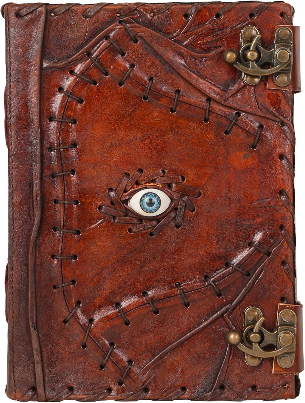 Hocus Pocus Book of Spells Leather Journal Deckle Edge Paper Grimoire Journal Third Eye Vintage Book of Shadows Seven Chakra Antique Spell Book Lock Clasp Notebook Witch