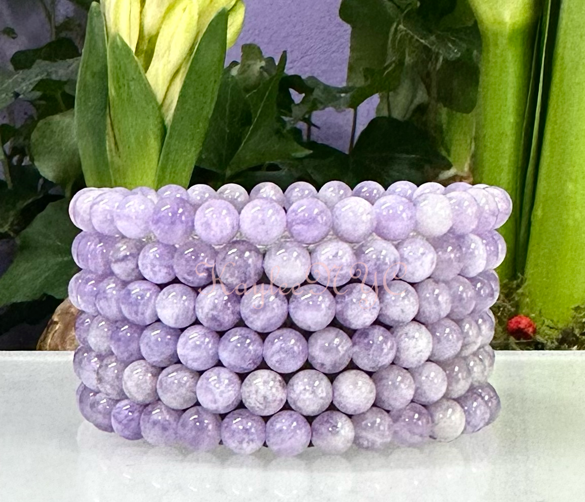 Natural Lavender Amethyst 6mm 7.5” Crystal Bracelet