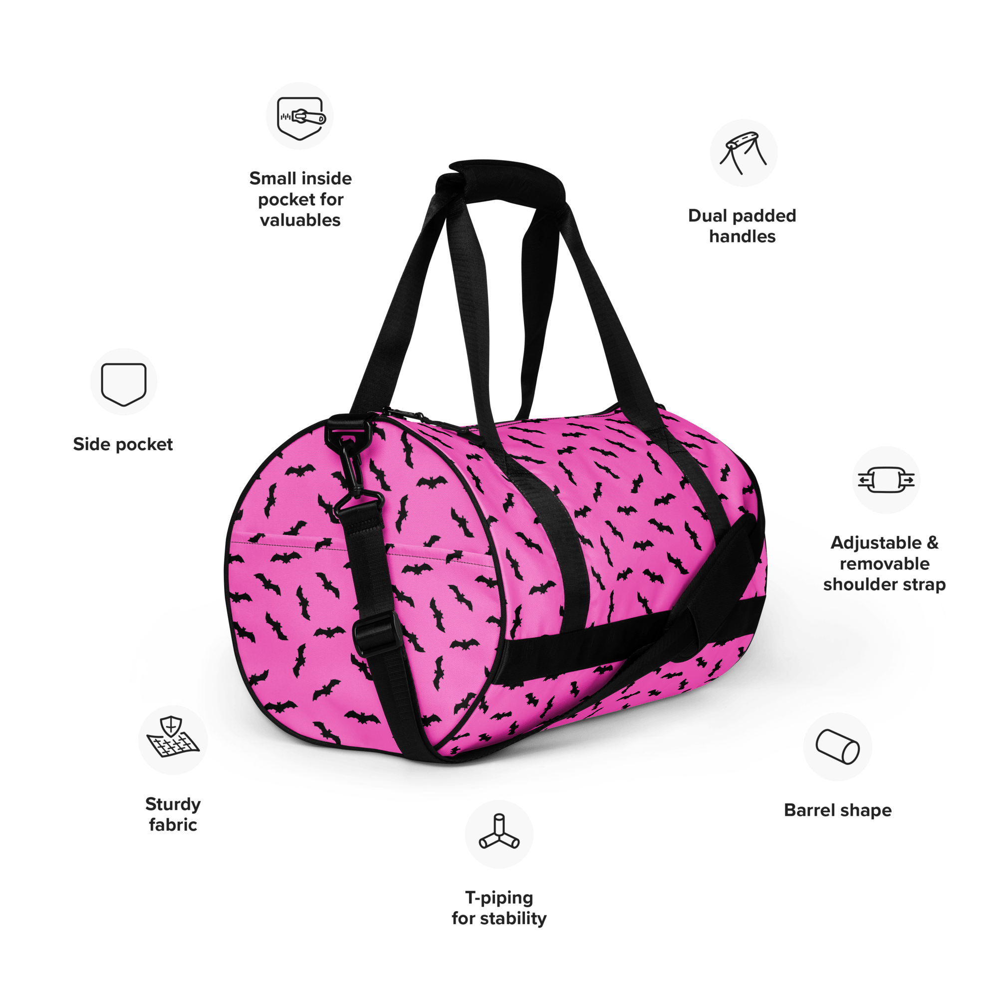 Pink Bats Gym Bag