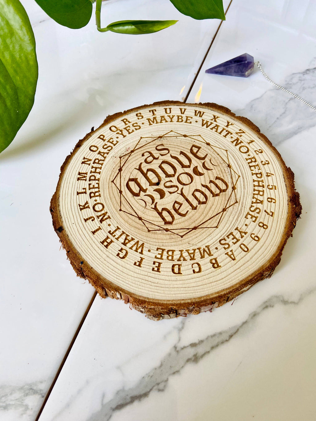 Natural Wood "As Above So Below" Pendulum Board