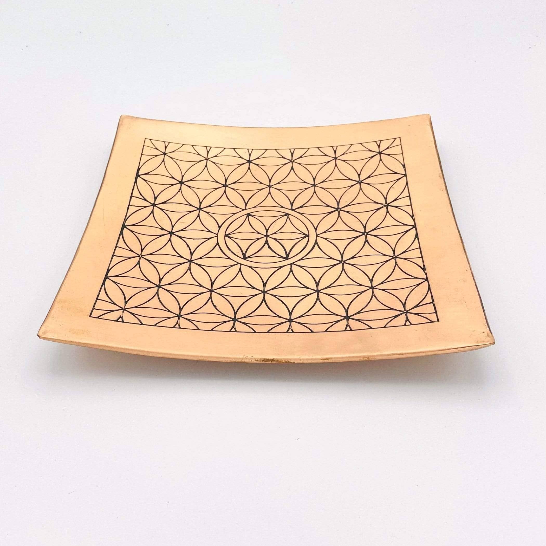 Crystal Copper Charging Plate with Flower of Life Engraving