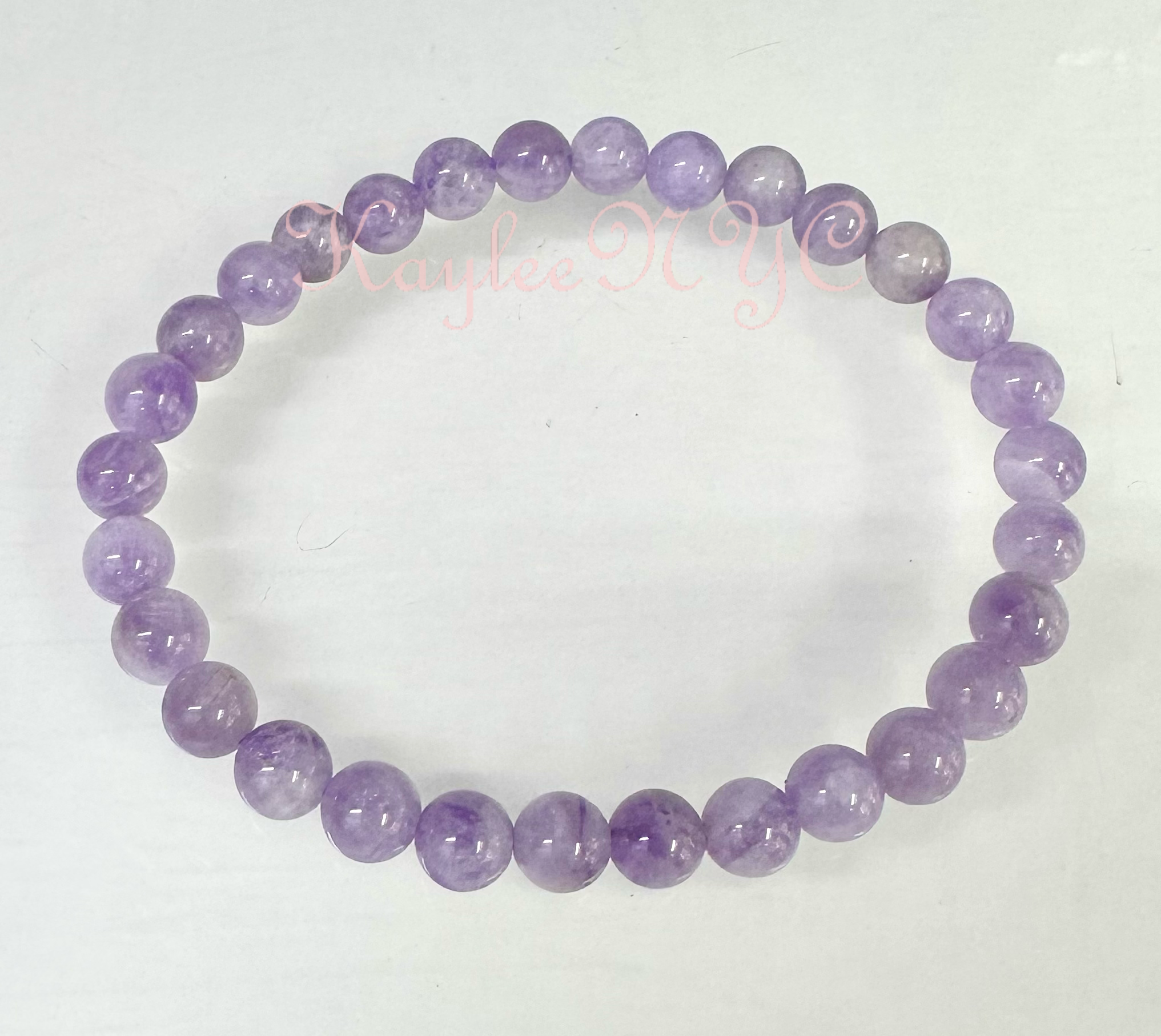 Natural Lavender Amethyst 6mm 7.5” Crystal Bracelet