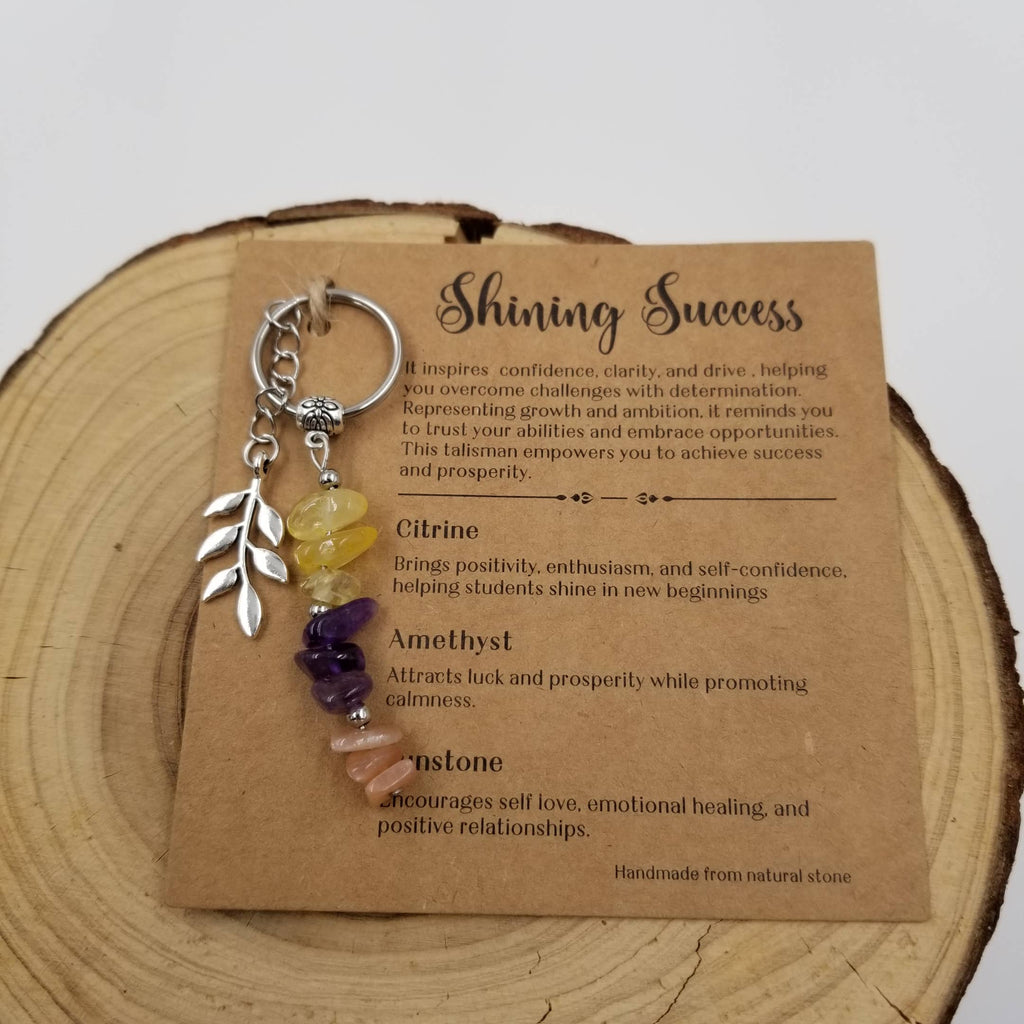 Natural Stone Wish Chakra Keychain With Card