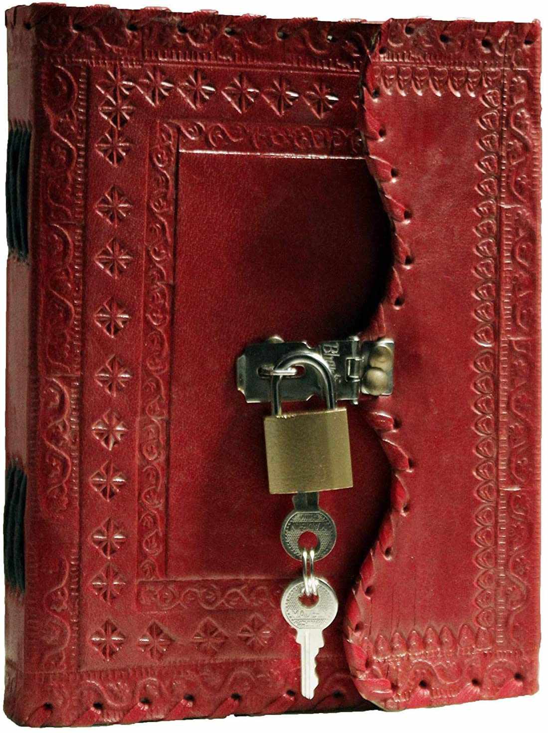 Leather Journal for Men and Women Leather Diary to Write Poems,Sketchbook, Record Keeping Notebook Personal Memoir with Lock and Key - Unlined 7 Inches