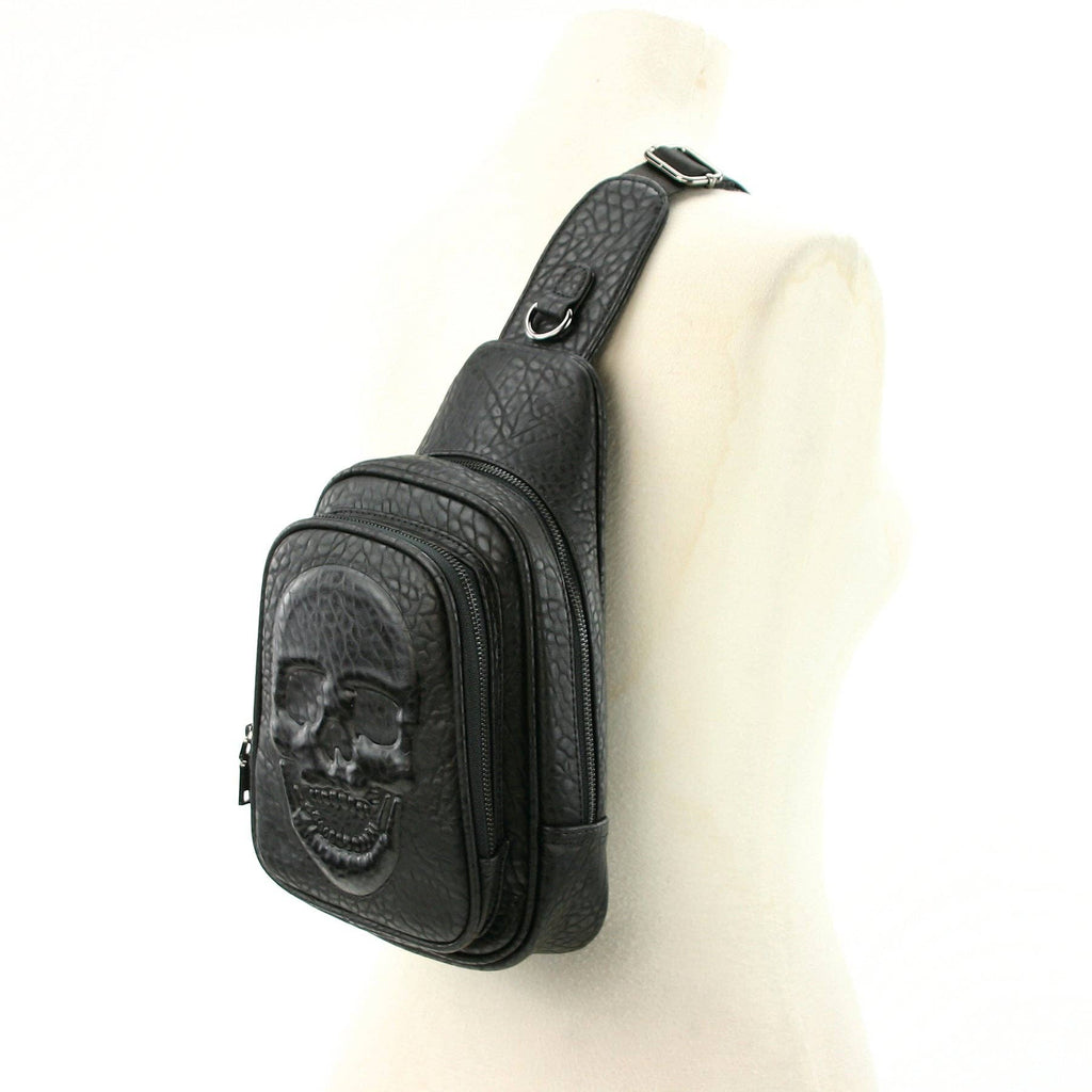 Skull Embossed Sling Bag in Vinyl