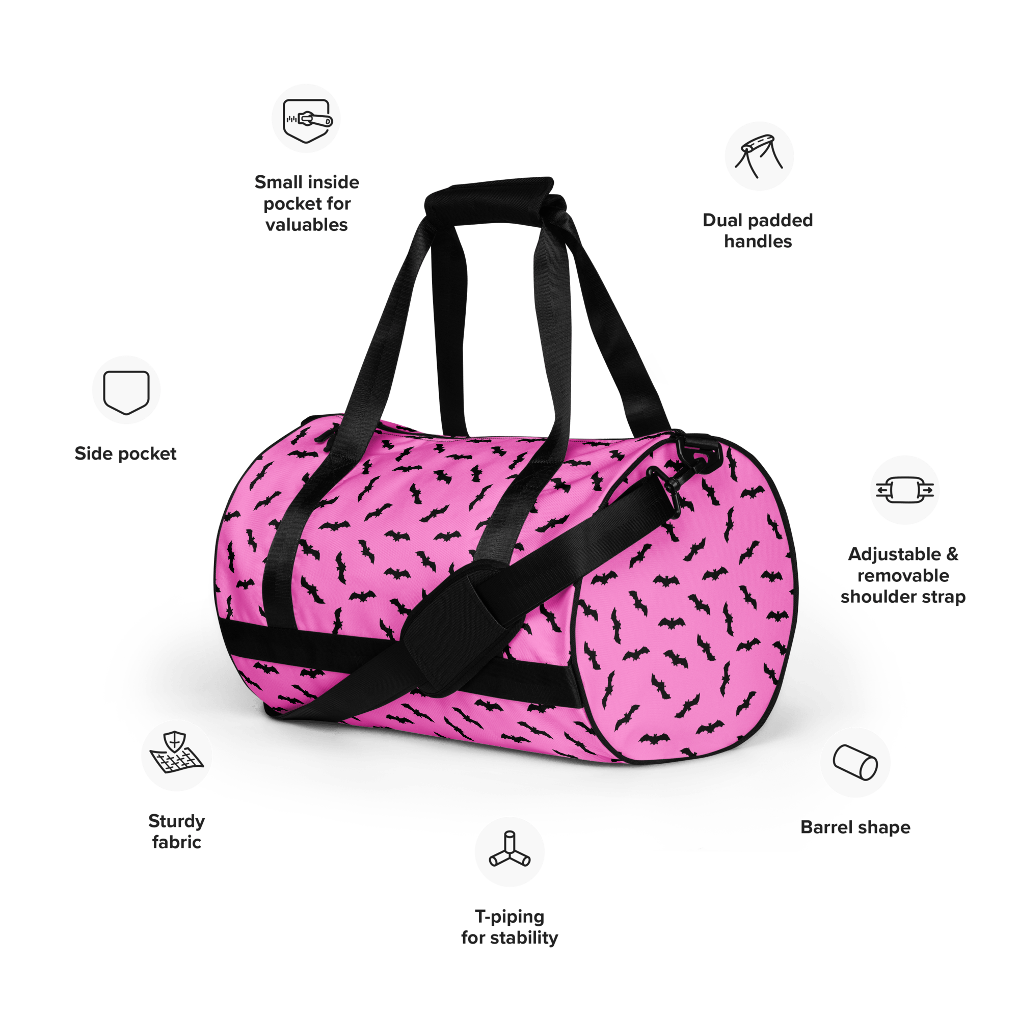 Pink Bats Gym Bag