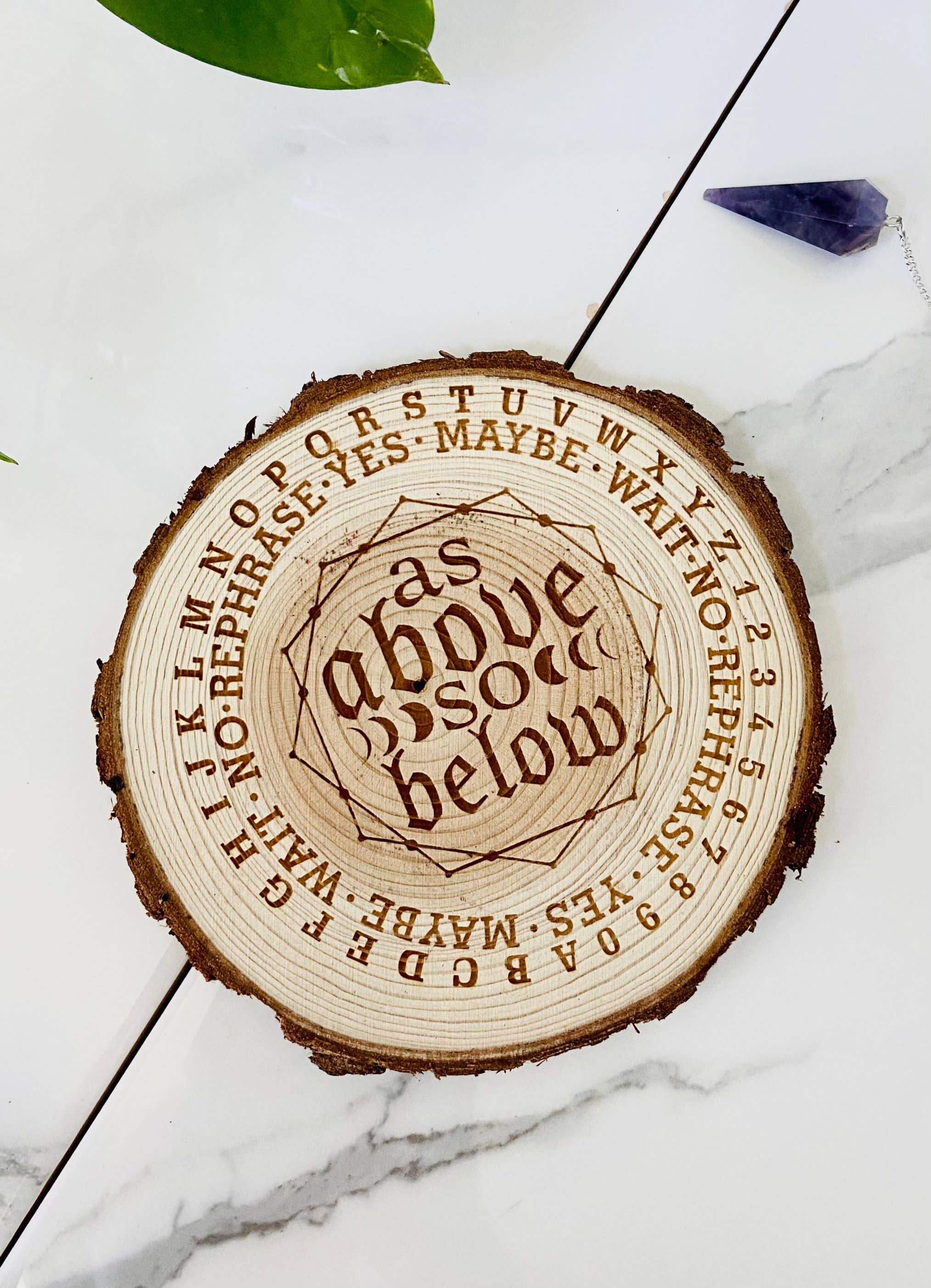Natural Wood "As Above So Below" Pendulum Board