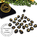 Black Agate Gemstone Rune Sets with Velvet Pouch