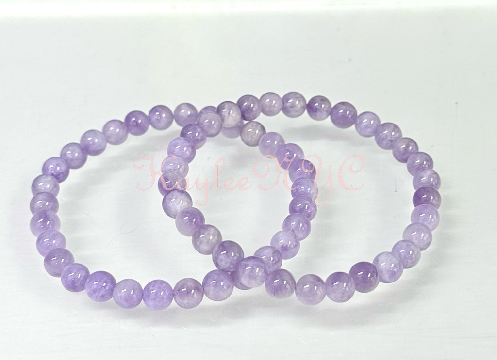 Natural Lavender Amethyst 6mm 7.5” Crystal Bracelet