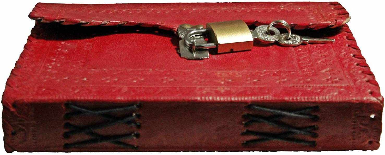 Leather Journal for Men and Women Leather Diary to Write Poems,Sketchbook, Record Keeping Notebook Personal Memoir with Lock and Key - Unlined 7 Inches