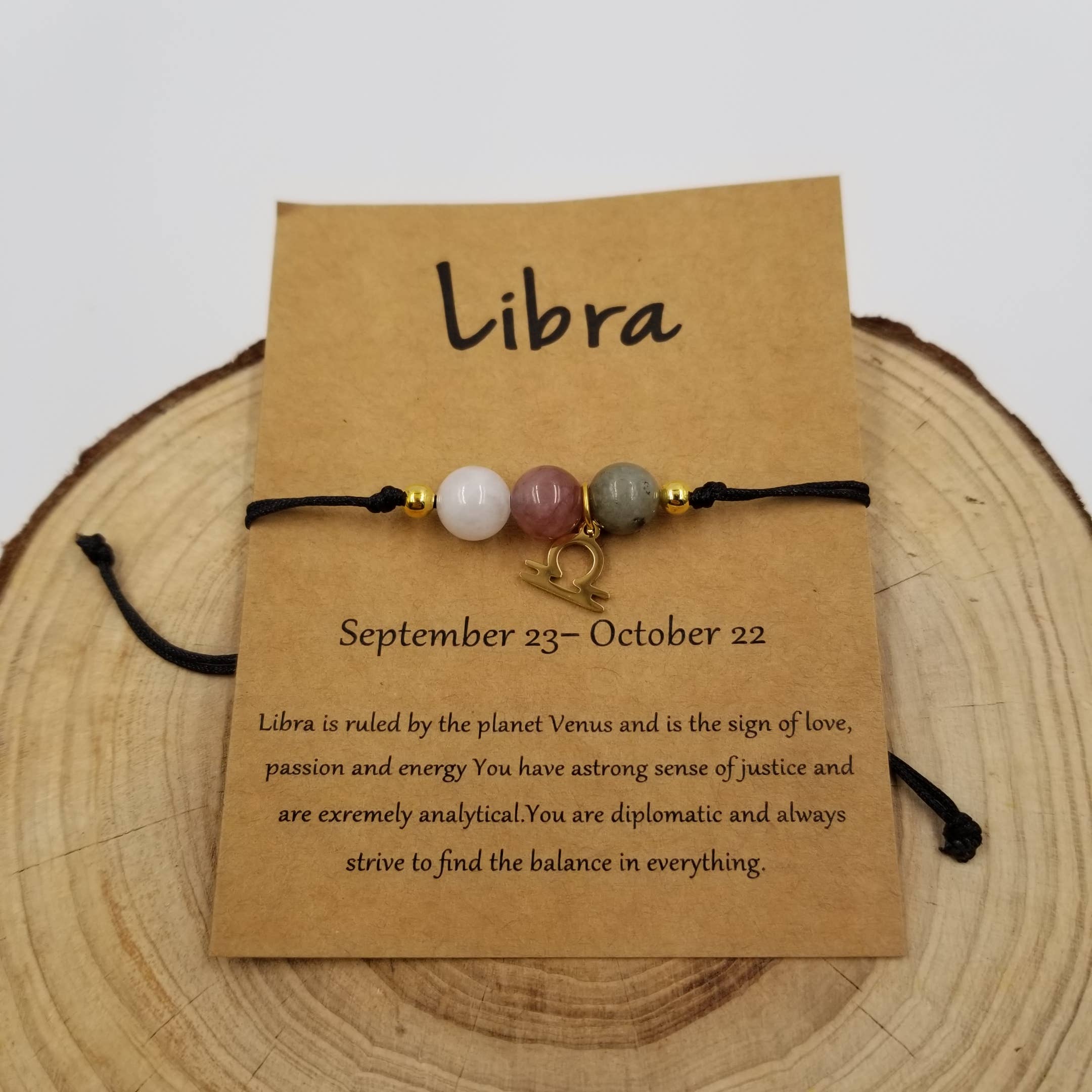 Natural Stone Chakra Bead Constellation Bracelet with Card