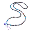 Coffee Onyx Apatite and Amethyst Mala Necklace - Grounding and Positivity