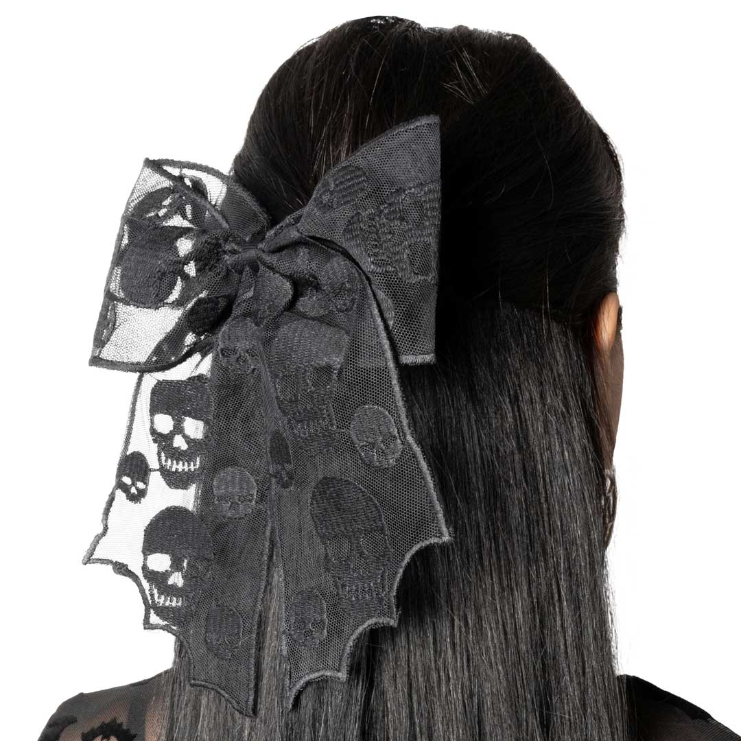 Skull Lace Hair Bow