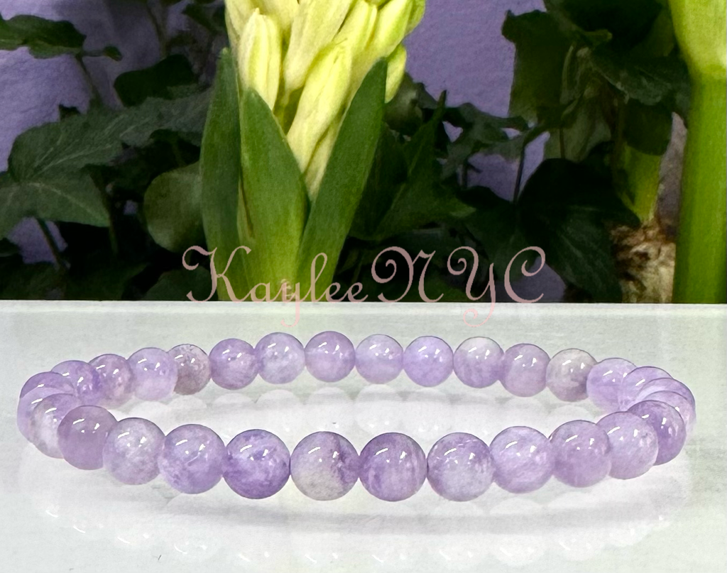 Natural Lavender Amethyst 6mm 7.5” Crystal Bracelet
