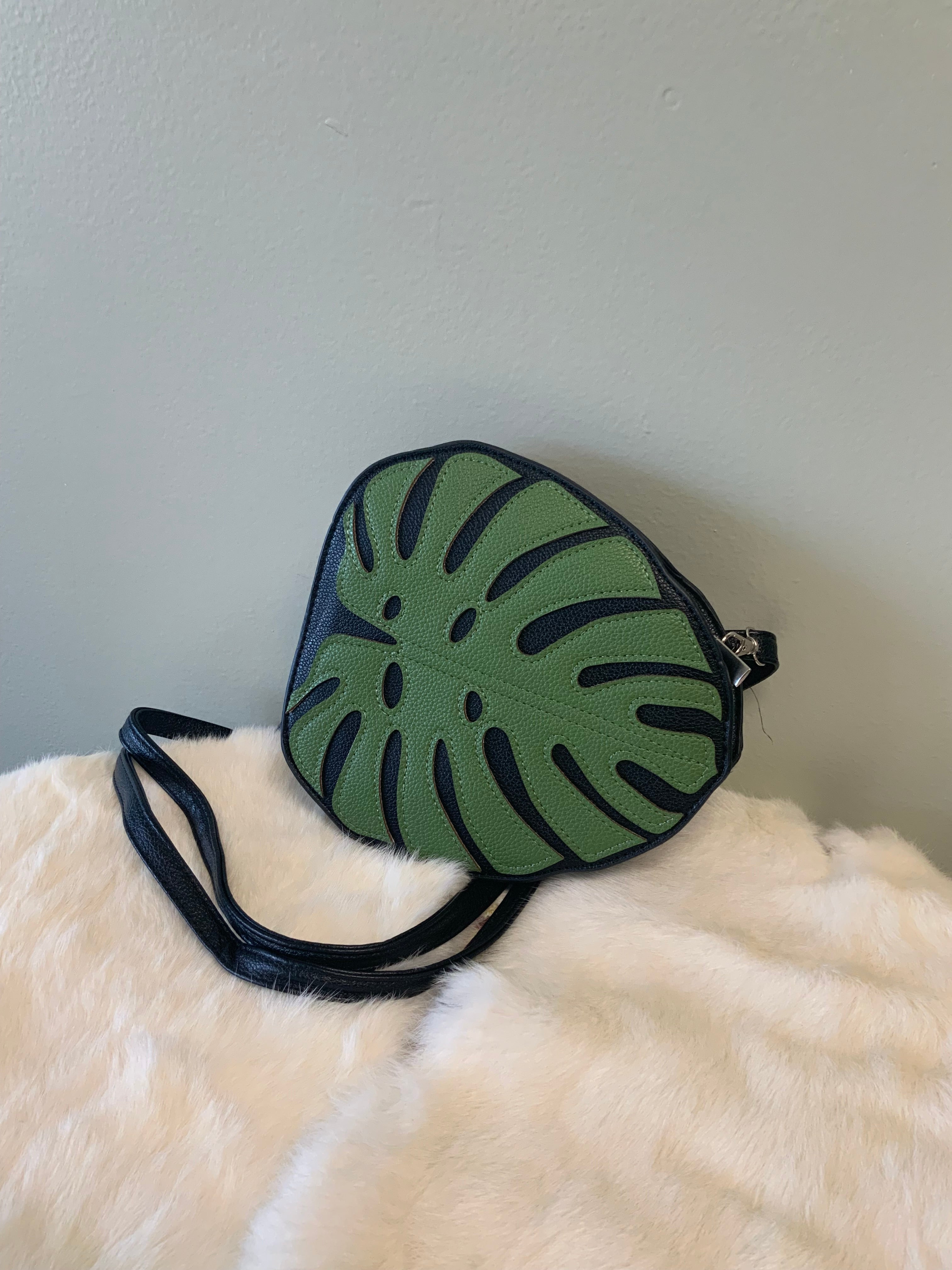 Monstera Leaf Crossbody Bag in Vinyl