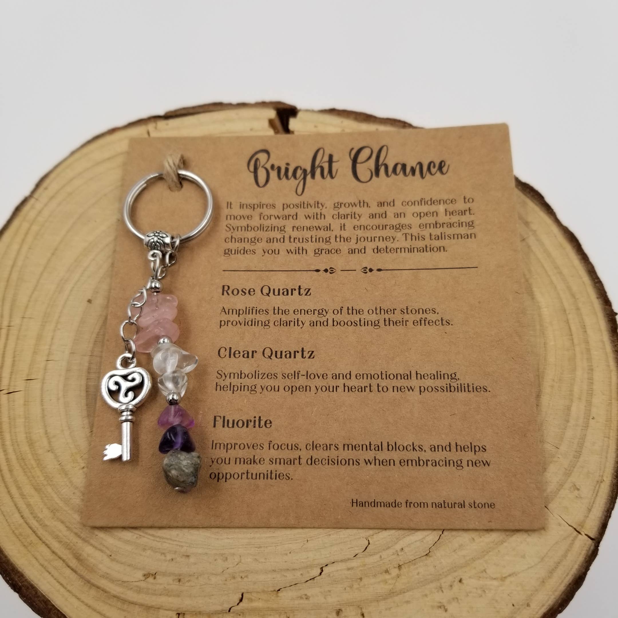 Natural Stone Wish Chakra Keychain With Card