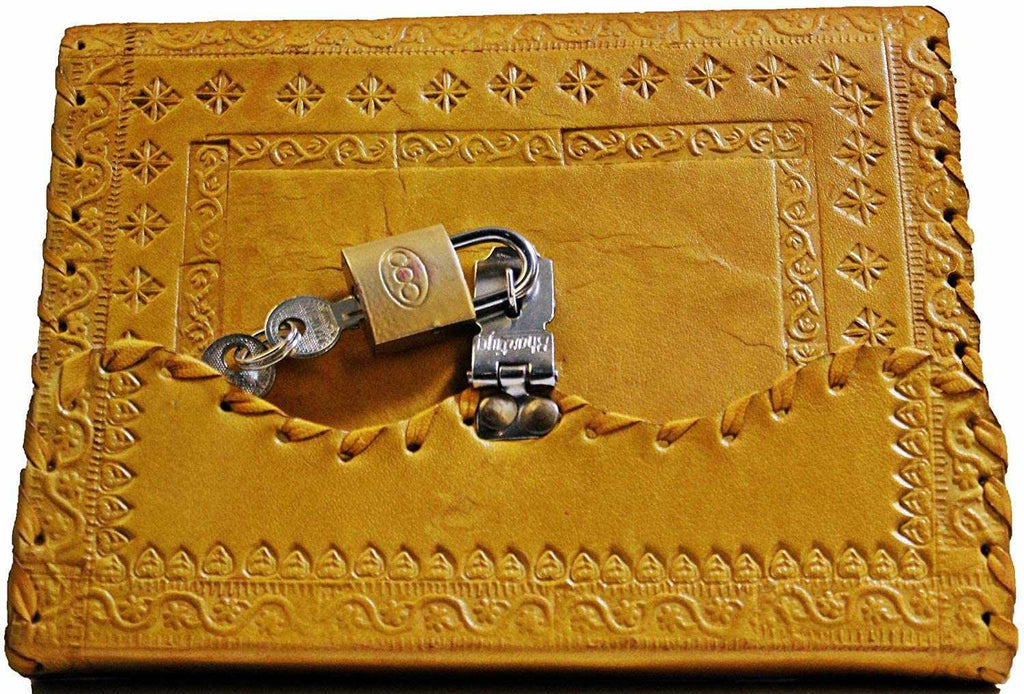 Leather Journal for Men and Women Leather Diary to Write Poems,Sketchbook, Record Keeping Notebook Personal Memoir with Lock and Key - Unlined 7 Inches