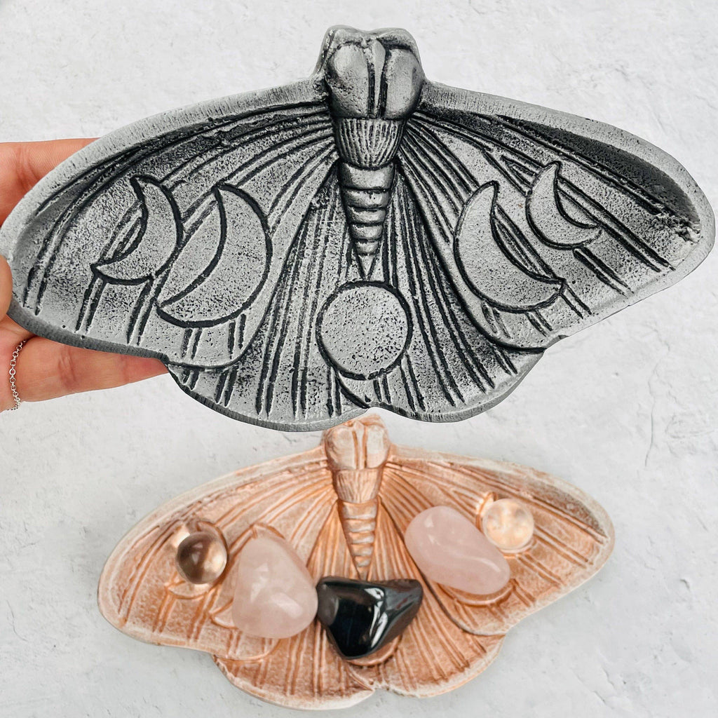 Crystal Moth Jewelry Holder Tray - Moon Phase Design
