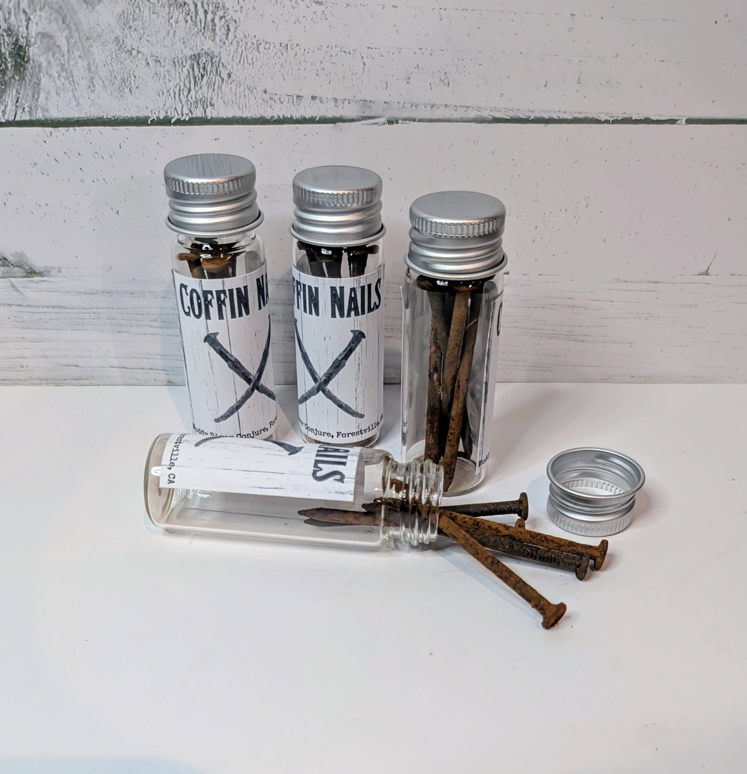 Jar of 5 Rusted Coffin Nails