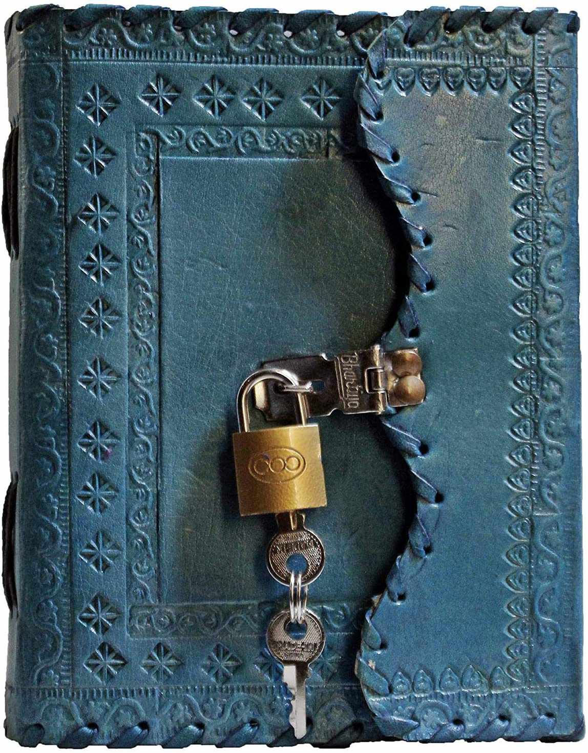 Leather Journal for Men and Women Leather Diary to Write Poems,Sketchbook, Record Keeping Notebook Personal Memoir with Lock and Key - Unlined 7 Inches