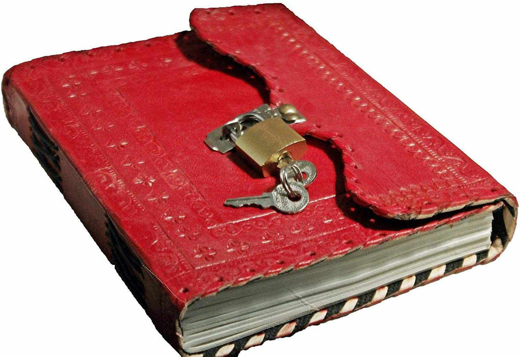 Leather Journal for Men and Women Leather Diary to Write Poems,Sketchbook, Record Keeping Notebook Personal Memoir with Lock and Key - Unlined 7 Inches