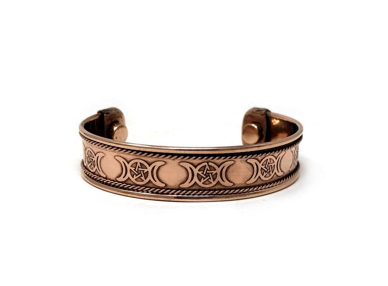 Copper Bracelet Magnetic (Triple Moon Pentacle / Goddess)