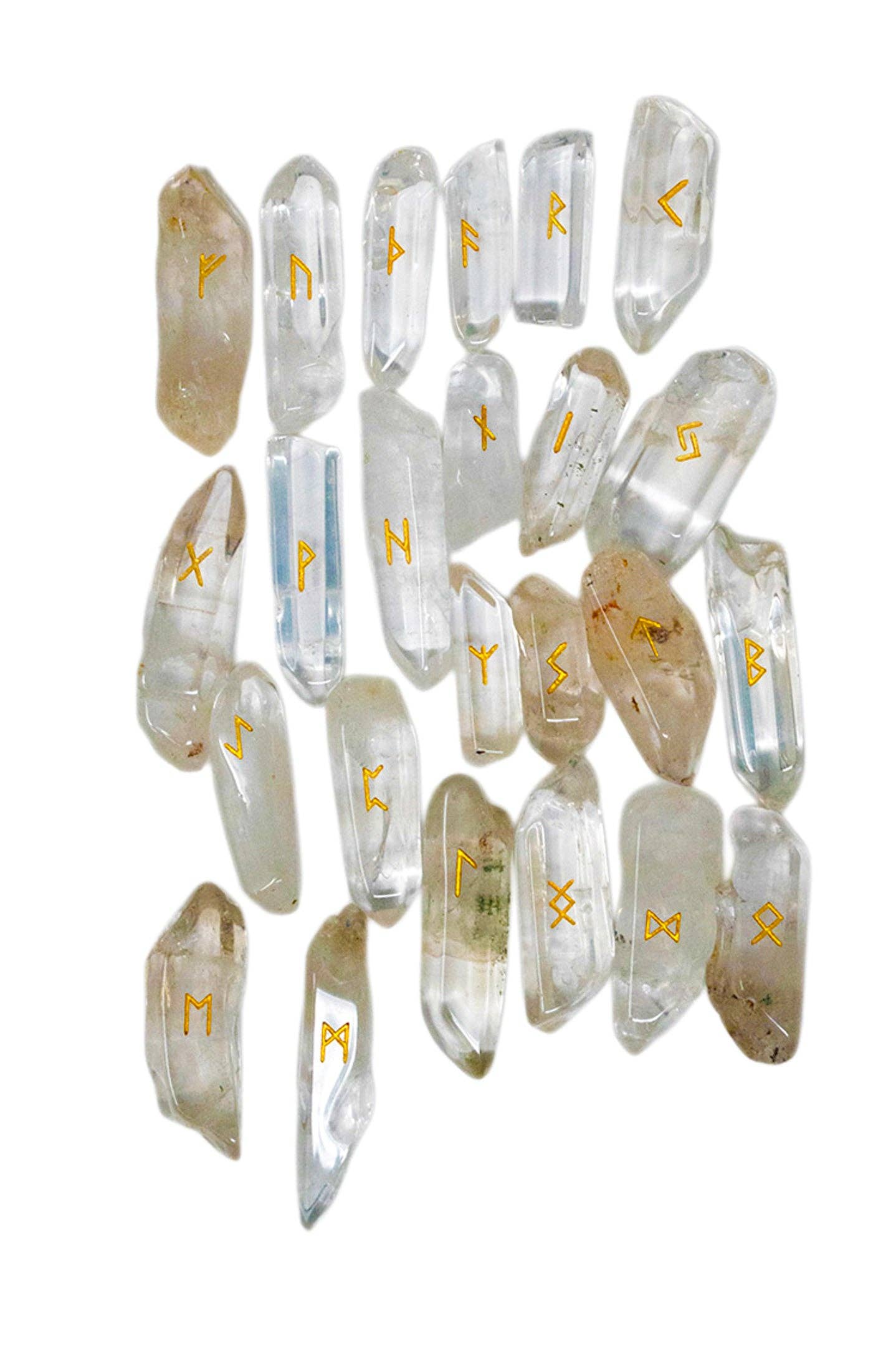 Artificial Quartz Elder Futhark Rune Set