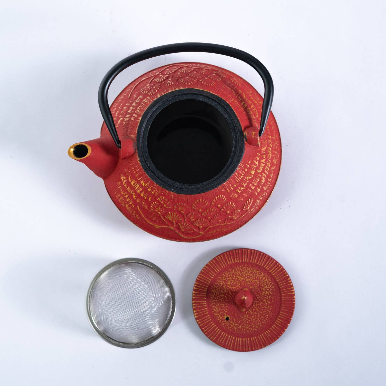 Red Ginko Design 28oz Cast Iron Tea Pot (1/8)