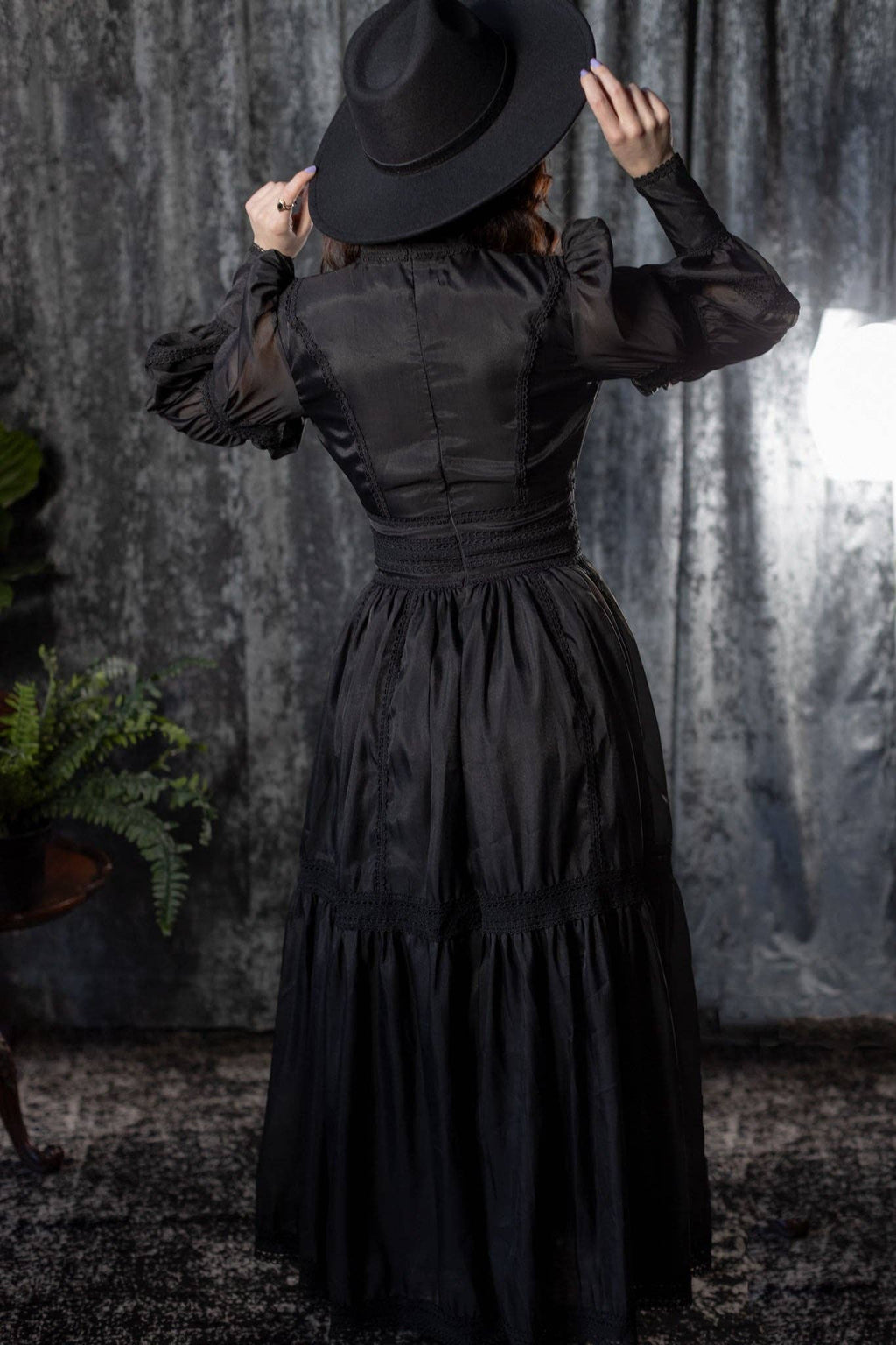 Morgana - Romantic Victorian Inspired MAXI  Dress - MAXI - BLACK - READY TO SHIP