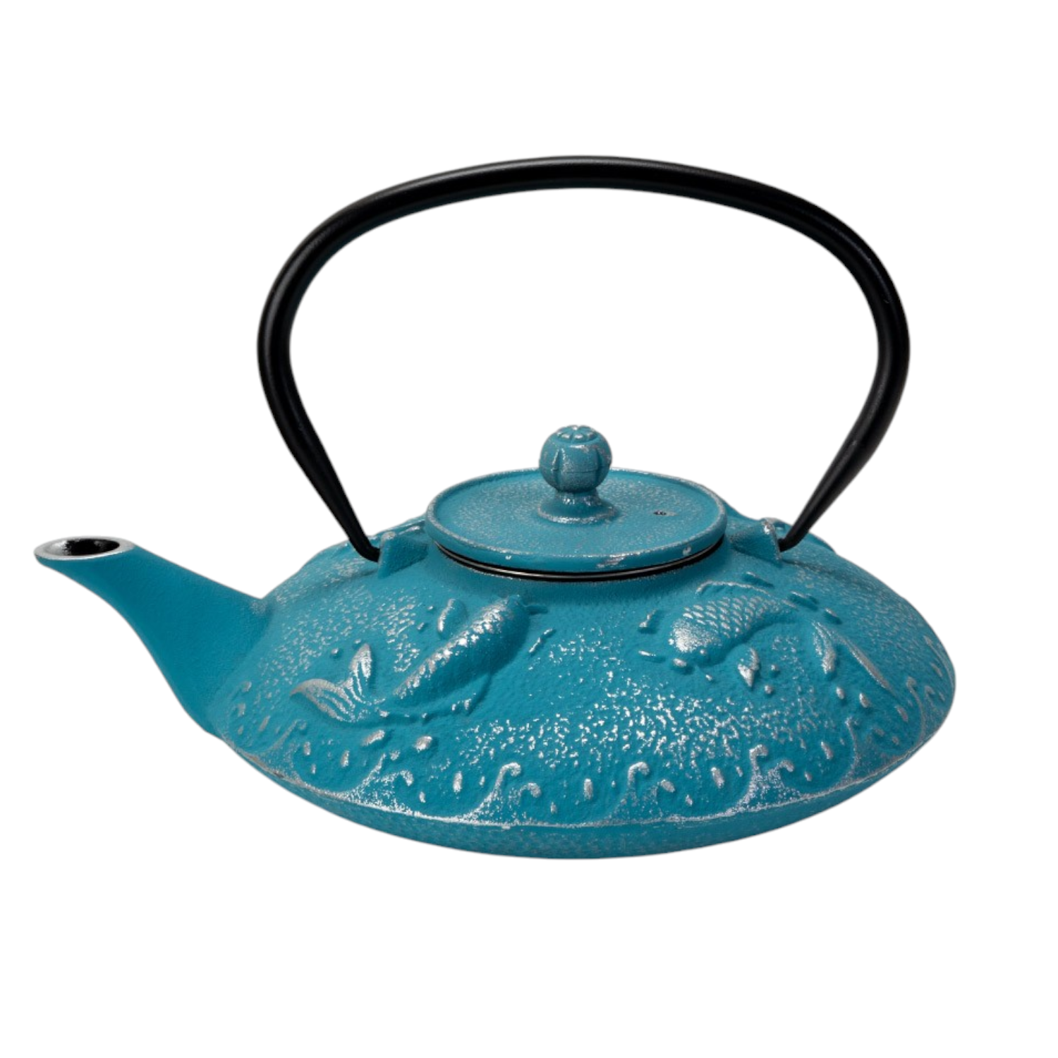 Blue Koi Fish Design 27oz Cast Iron Tea Pot (1/8)