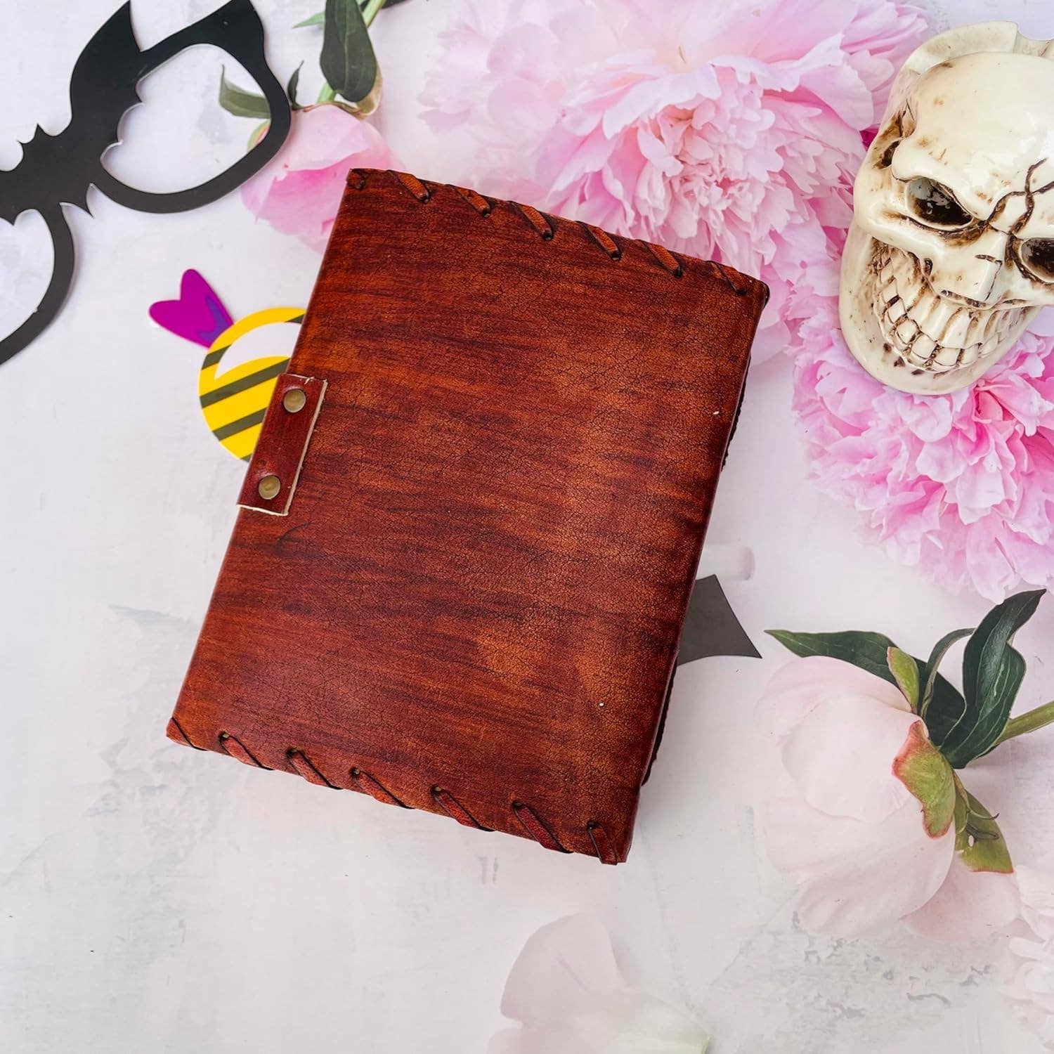 Hocus Pocus Book of Spells Leather Journal Deckle Edge Paper Grimoire Journal Third Eye Vintage Book of Shadows Seven Chakra Antique Spell Book Lock Clasp Notebook Witch