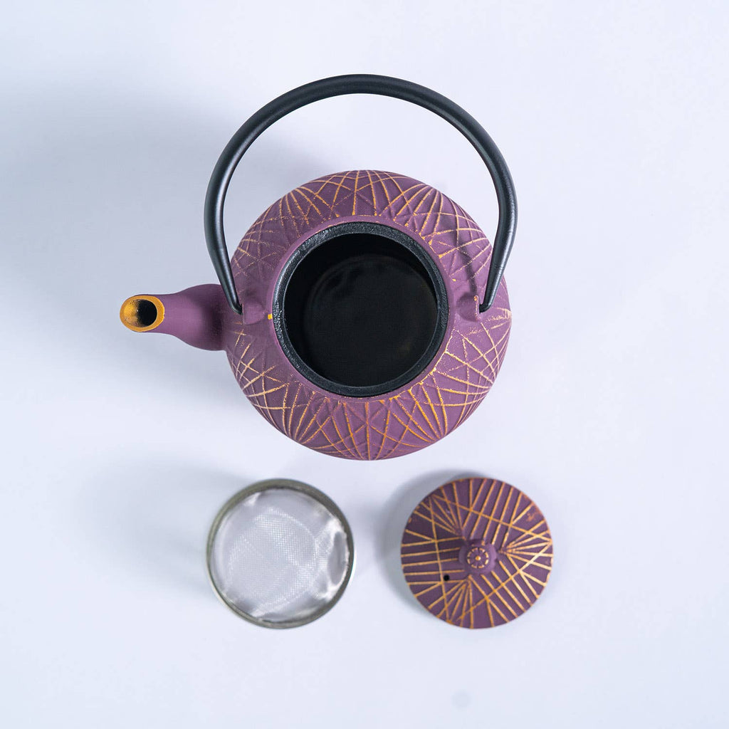 Purple Yarm Design 28oz Cast Iron Tea Pot (1/8)