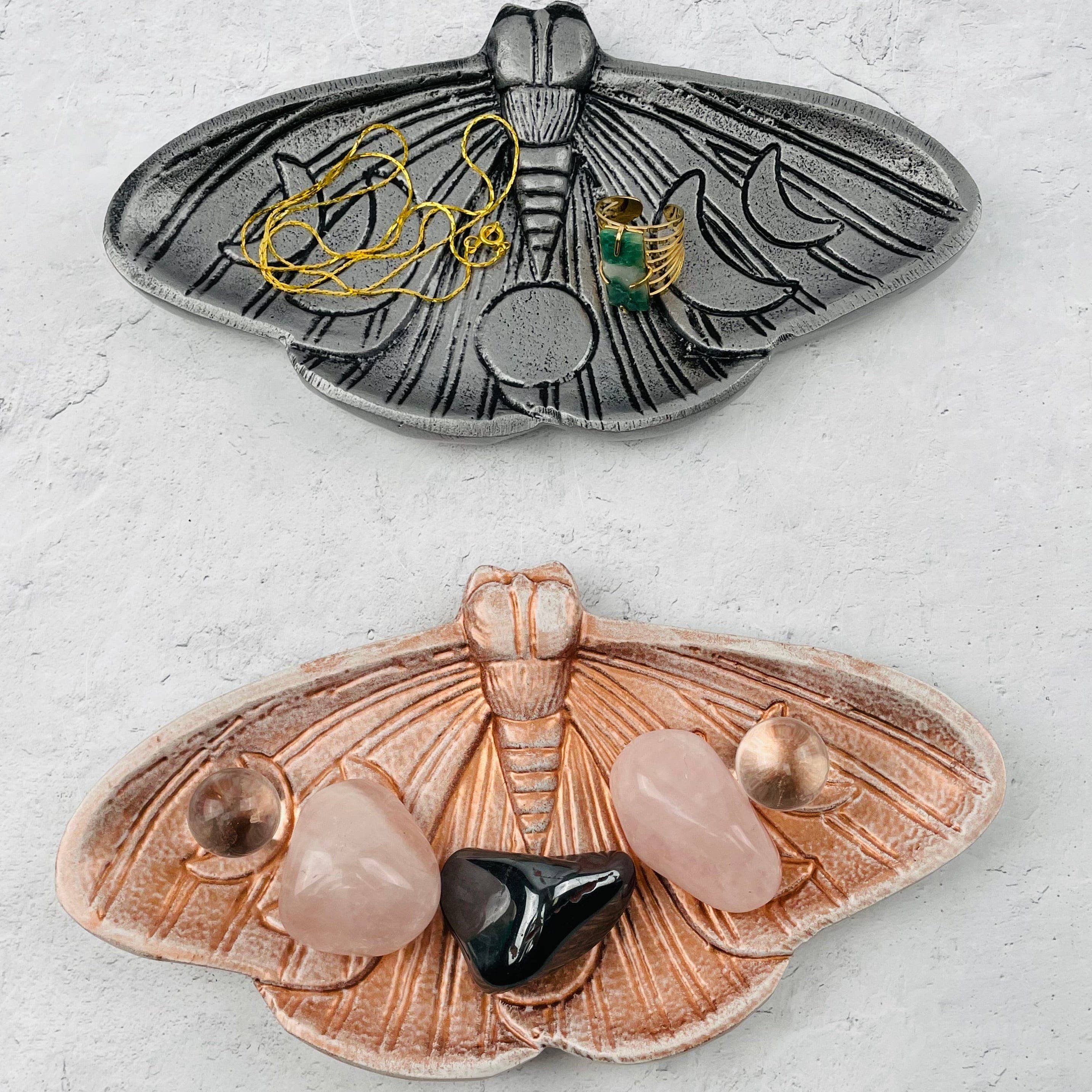 Crystal Moth Jewelry Holder Tray - Moon Phase Design