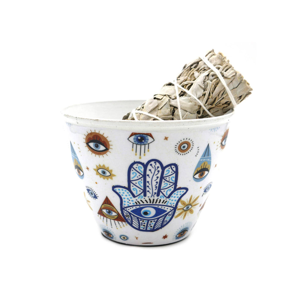Metal Smudging Bowl (4 in.): Hamsa Hand