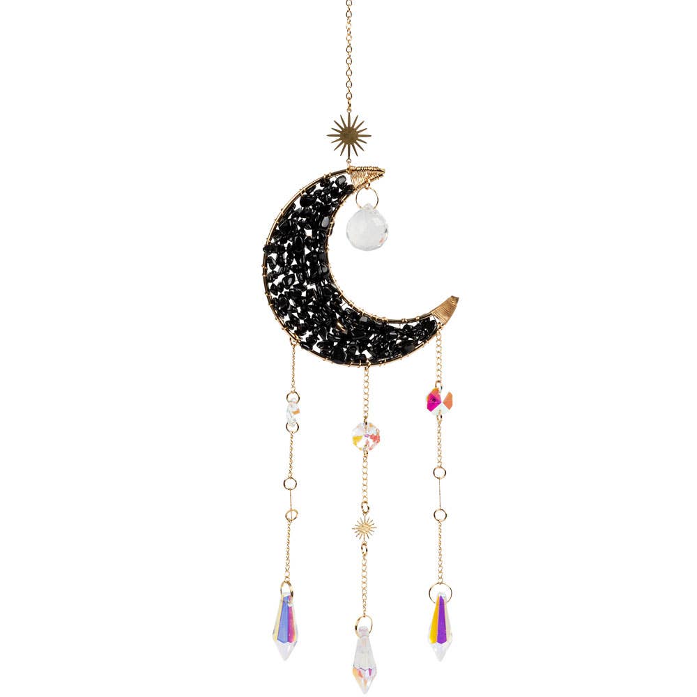 BLACK OBSIDIAN CRESCENT MOON