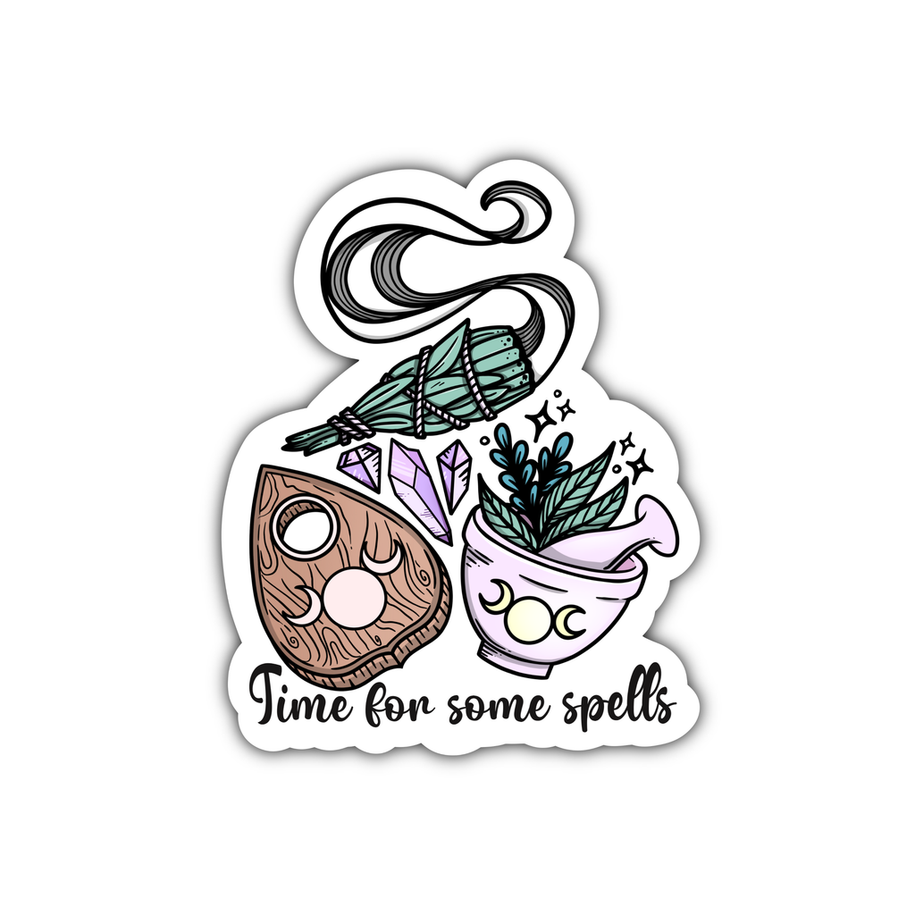 Time for some spells vinyl sticker, witchy sticker
