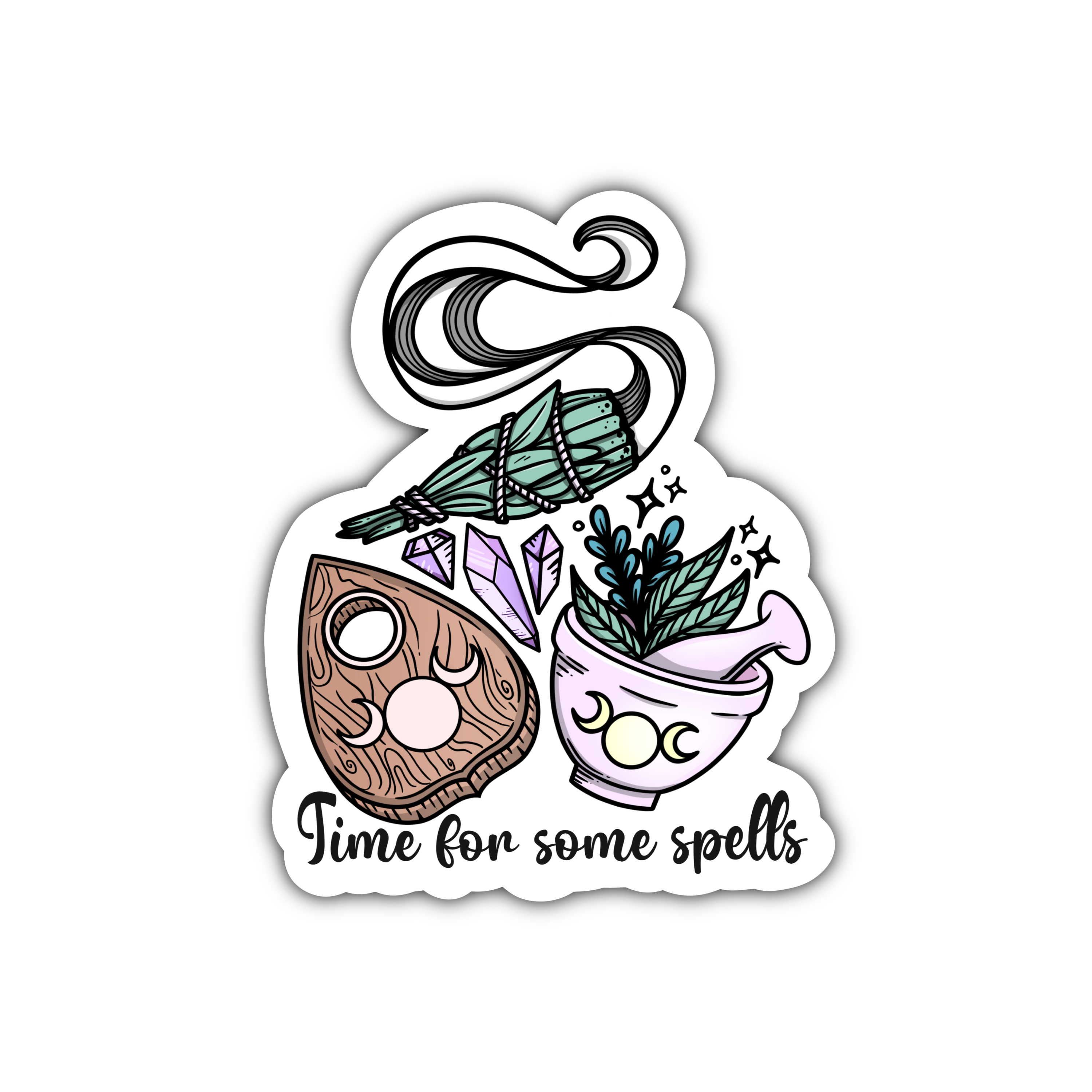 Time for some spells vinyl sticker, witchy sticker