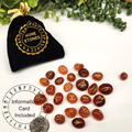 Carnelian Semi-Precious Gemstone Rune Sets with Velvet Pouch