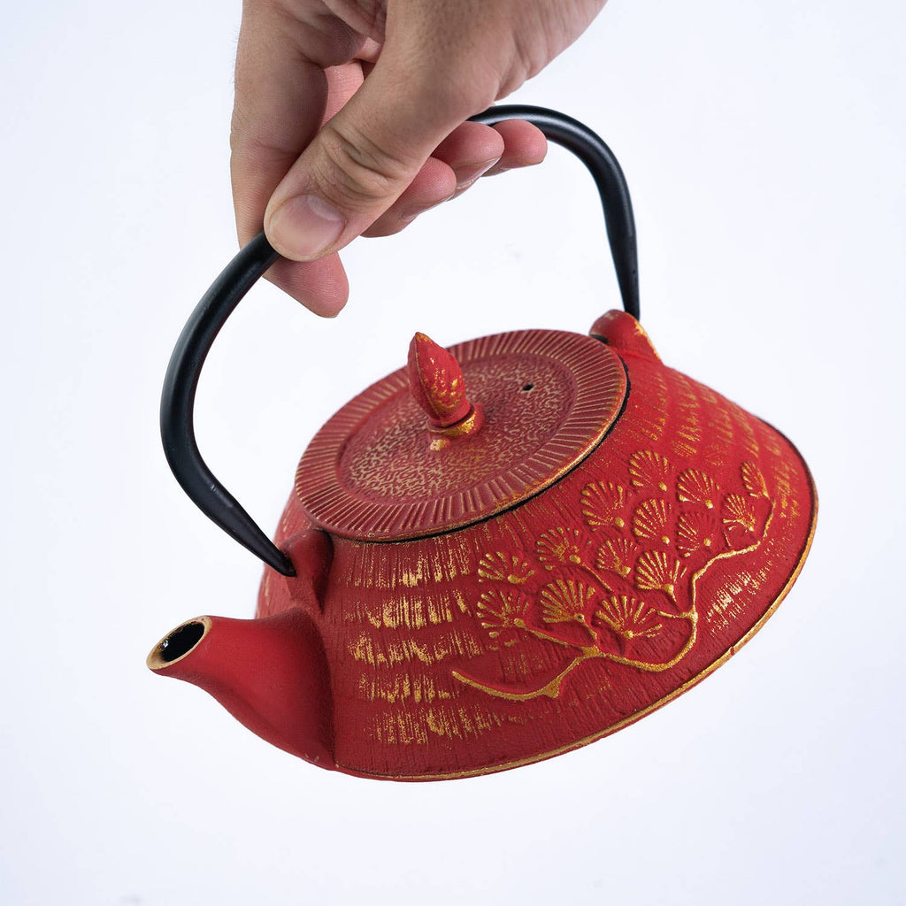Red Ginko Design 28oz Cast Iron Tea Pot (1/8)