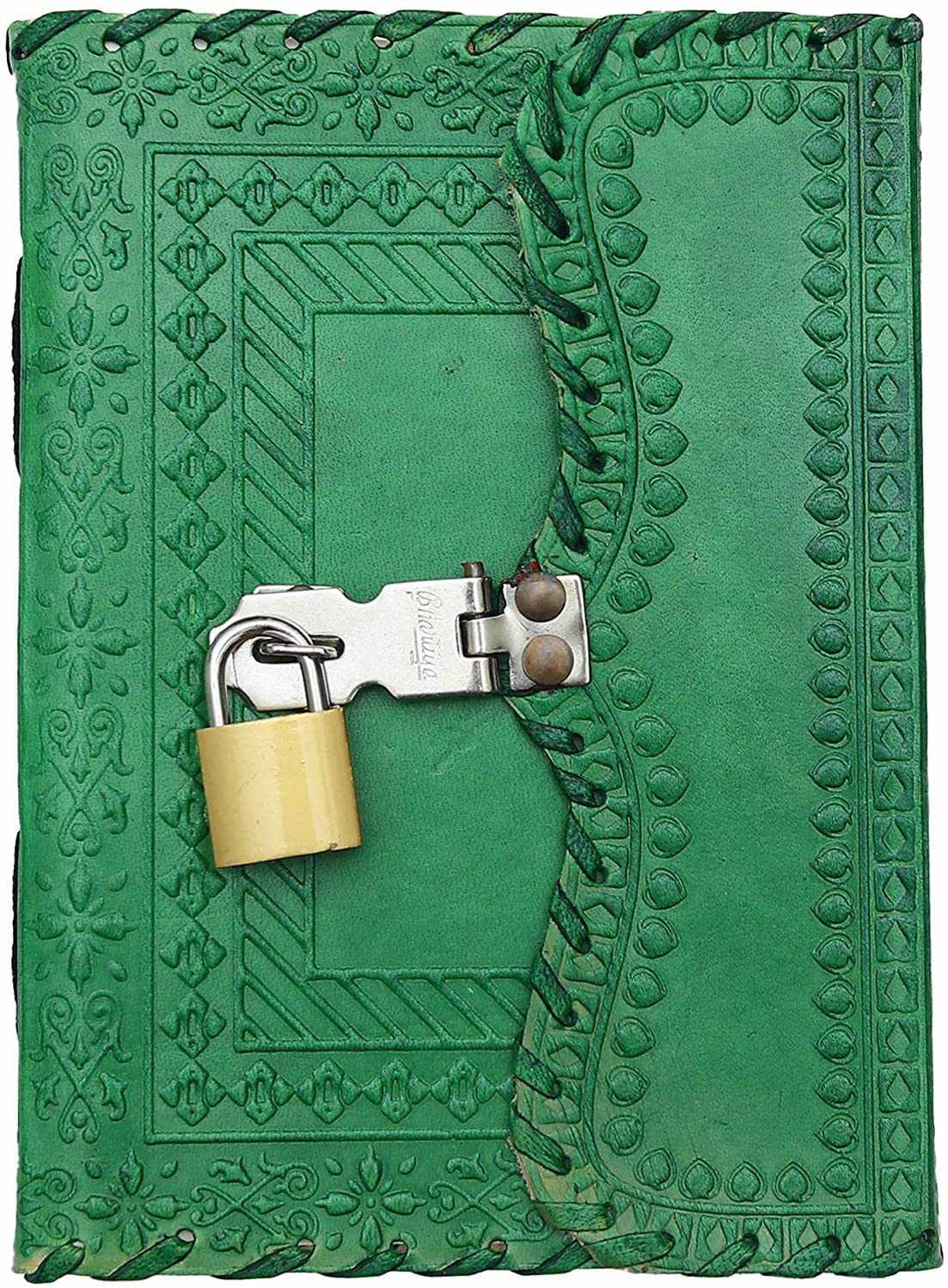 Leather Journal for Men and Women Leather Diary to Write Poems,Sketchbook, Record Keeping Notebook Personal Memoir with Lock and Key - Unlined 7 Inches