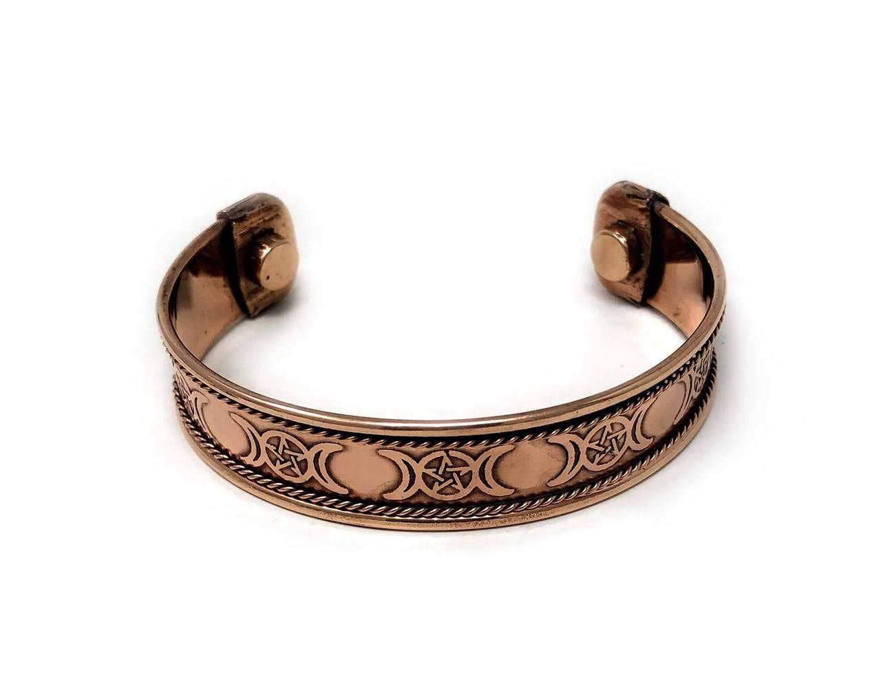 Copper Bracelet Magnetic (Triple Moon Pentacle / Goddess)