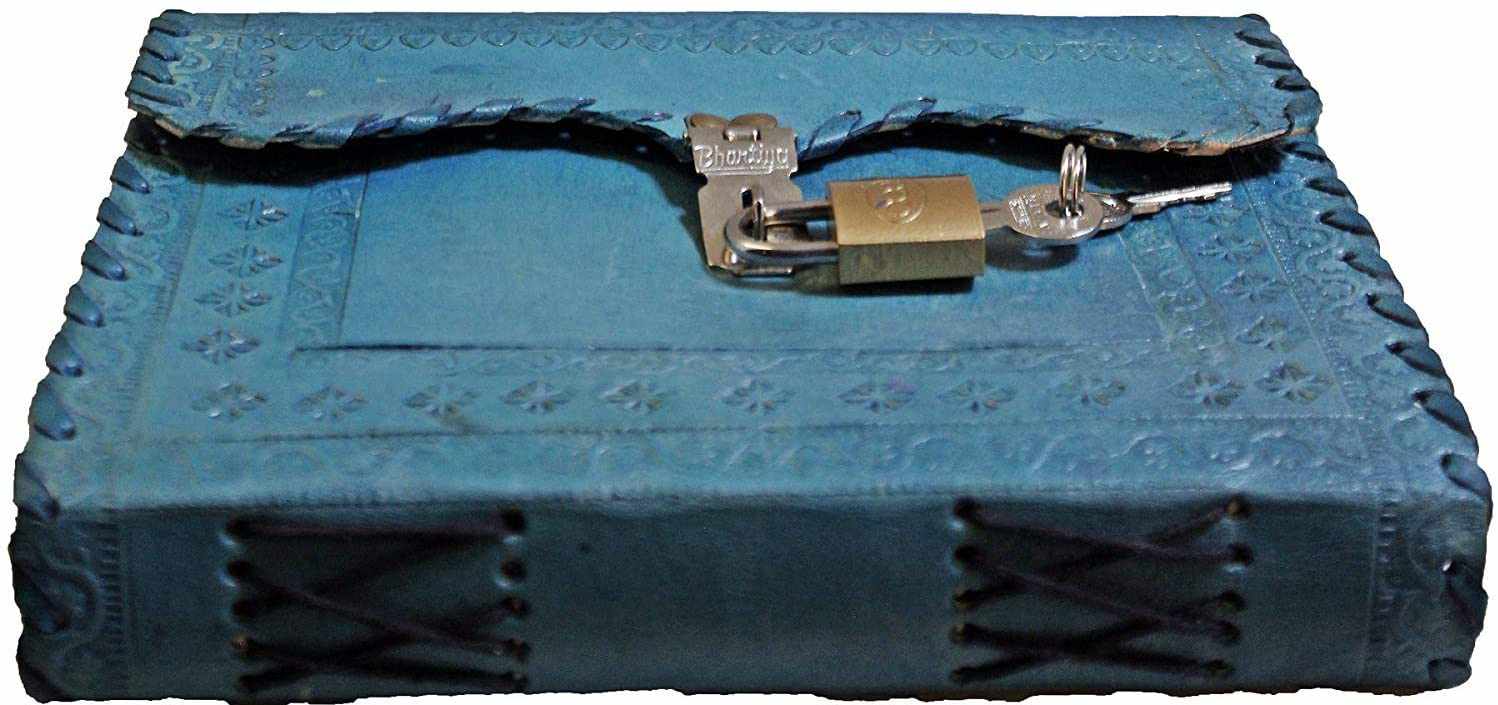 Leather Journal for Men and Women Leather Diary to Write Poems,Sketchbook, Record Keeping Notebook Personal Memoir with Lock and Key - Unlined 7 Inches