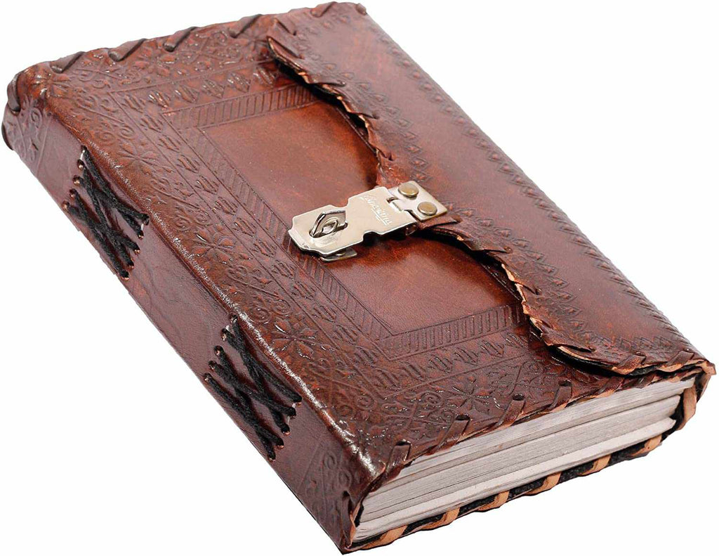 Leather Journal for Men and Women Leather Diary to Write Poems,Sketchbook, Record Keeping Notebook Personal Memoir with Lock and Key - Unlined 7 Inches