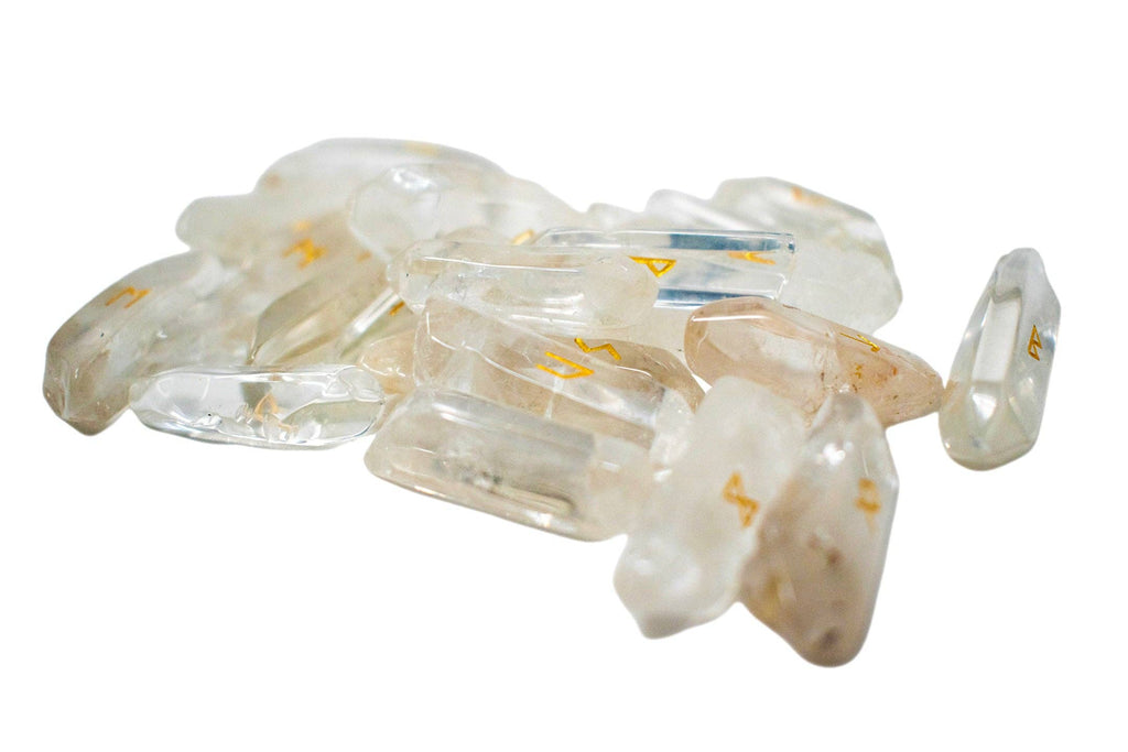 Artificial Quartz Elder Futhark Rune Set
