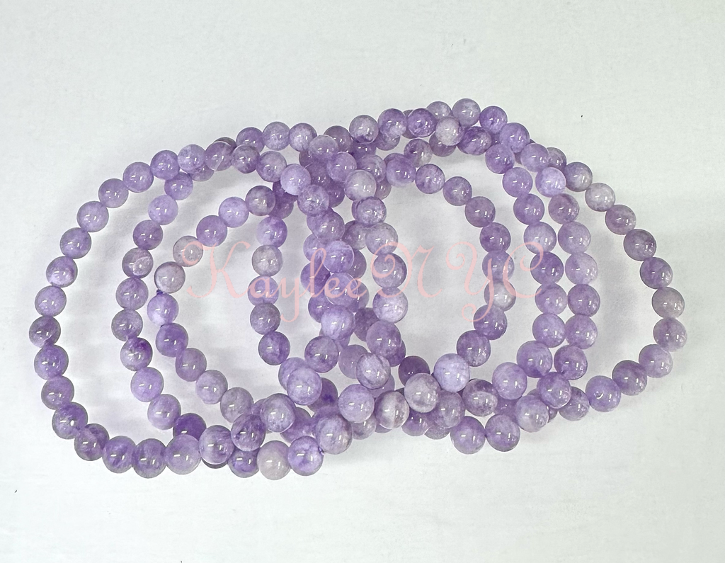 Natural Lavender Amethyst 6mm 7.5” Crystal Bracelet