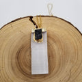 Natural Stone Inlaid Crystal Pillar Necklace