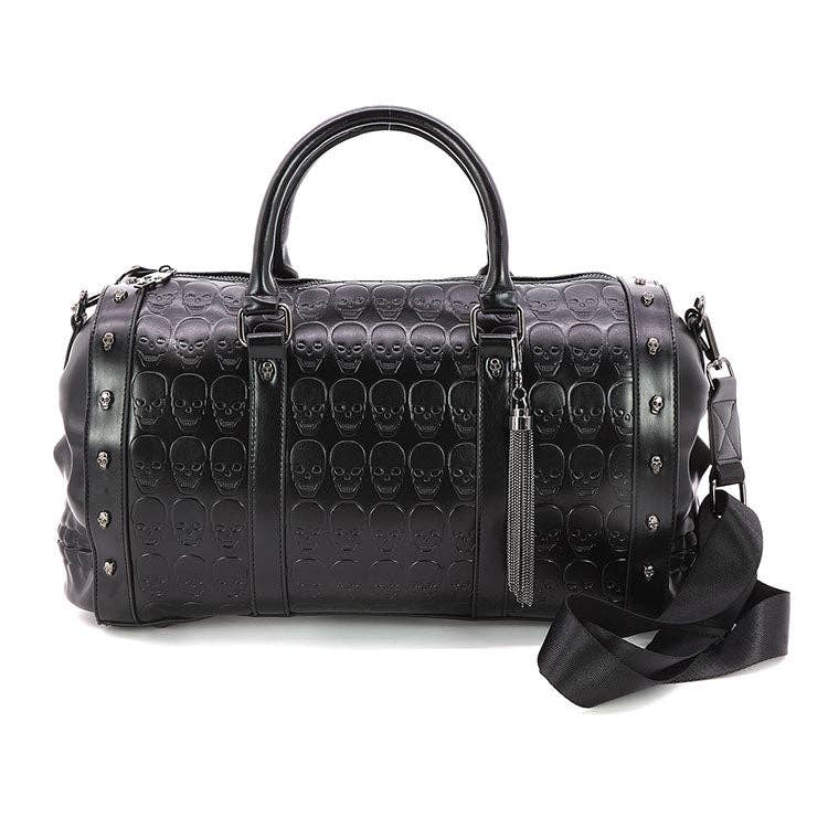 Dual Skull Large Satchel in Vinyl